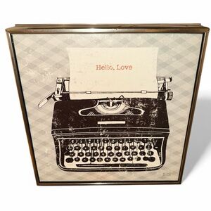 Vintage Analog Typewriter Wall Art Michael Mullan Framed Silver Wall Frame